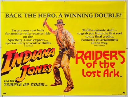 Indiana Jones And The Temple Of Doom / Raiders Of The Lost Ark - Original Quad Poster - Film Poster - Movie Poster