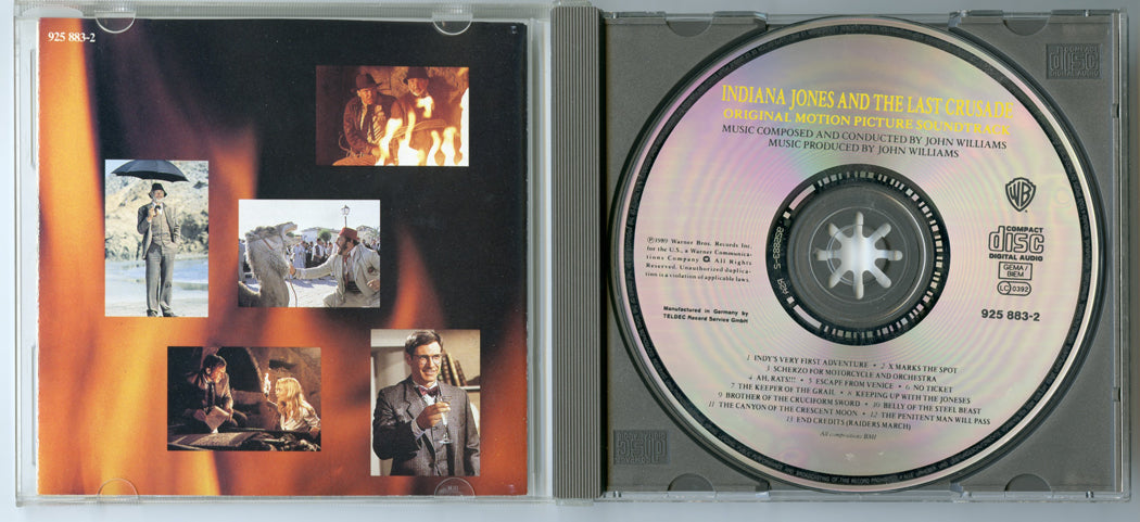 INDIANA JONES AND THE LAST CRUSADE Original CD Soundtrack (Inside) 