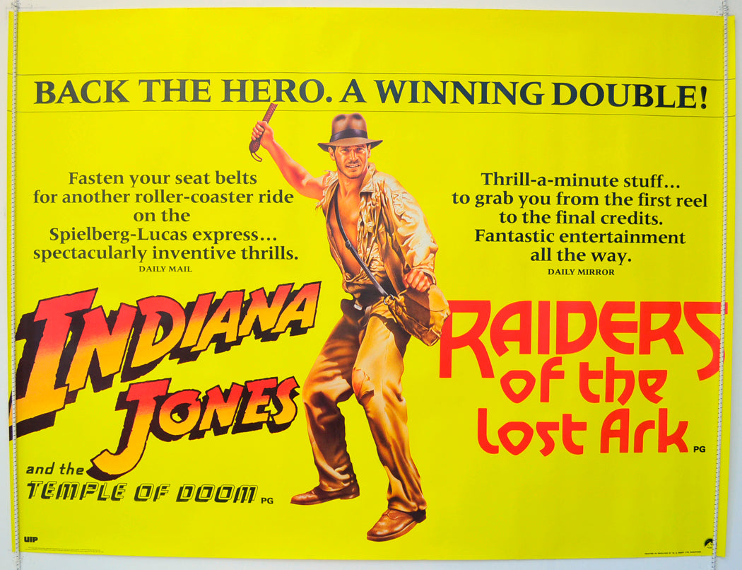 Indiana Jones And The Temple Of Doom / Raiders Of The Lost Ark  Original British Quad Poster - Film Poster - Movie Poster 