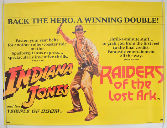 Indiana Jones And The Temple Of Doom / Raiders Of The Lost Ark  Original British Quad Poster - Film Poster - Movie Poster 