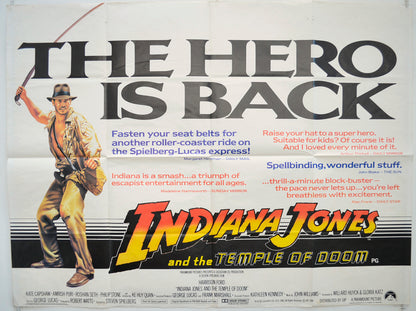 Indiana Jones And The Temple Of Doom Original Quad Poster - Film Poster - Movie Poster  