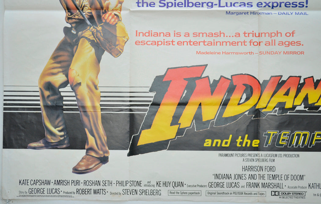 INDIANA JONES AND THE TEMPLE OF DOOM (Bottom Left) Cinema Quad Movie Poster 