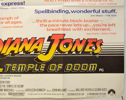 INDIANA JONES AND THE TEMPLE OF DOOM (Bottom Right) Cinema Quad Movie Poster 