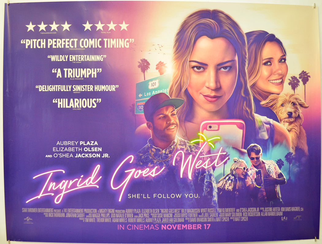 Ingrid Goes West Original Quad Poster - Film Poster - Movie Poster