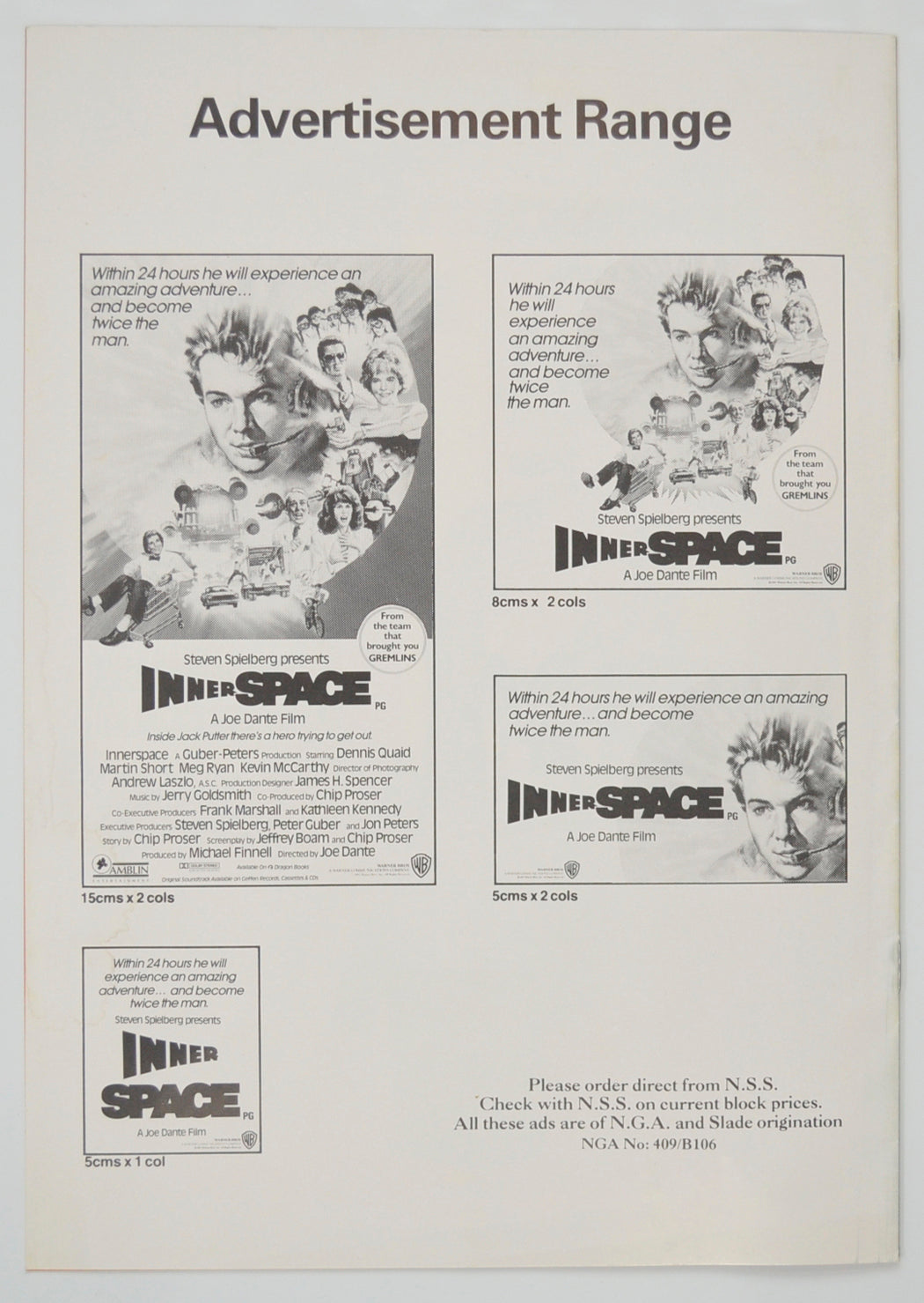 INNERSPACE Cinema Exhibitors Campaign Pressbook - BACK 