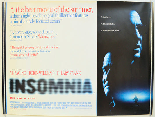 Insomnia  (Reviews Version)   Original Quad Poster - Film Poster - Movie Poster  