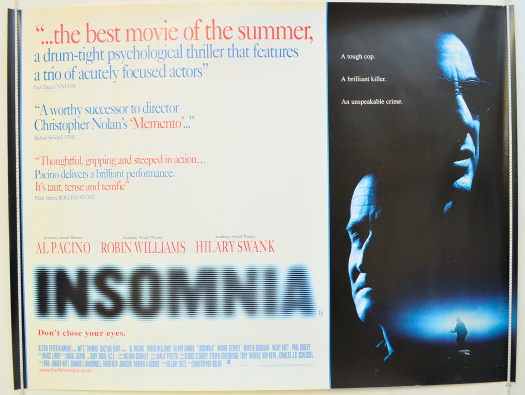 Insomnia  (Reviews Version)   Original Quad Poster - Film Poster - Movie Poster  