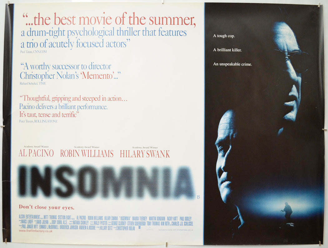 Insomnia (Reviews Version) Original Quad Poster - Film Poster - Movie Poster