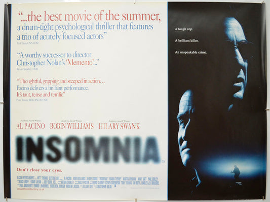 Insomnia (Reviews Version) Original Quad Poster - Film Poster - Movie Poster