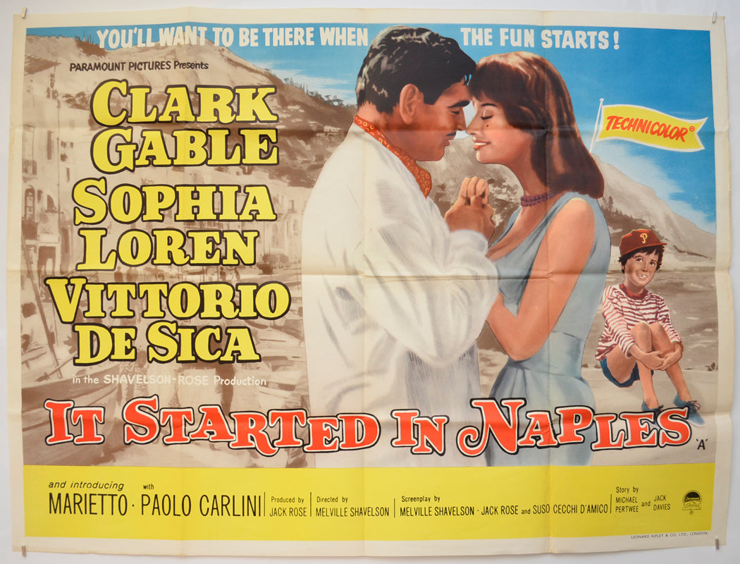 It Started In Naples  Original Quad Poster - Film Poster - Movie Poster