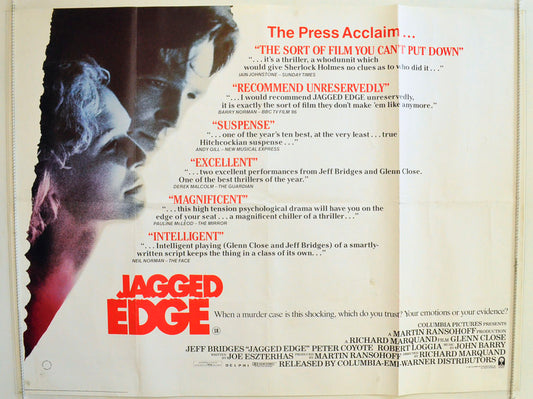 Jagged Edge  (Quotes Version)   Original British Quad Poster - Film Poster - Movie Poster 