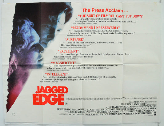 Jagged Edge  Original British Quad Poster - Film Poster - Movie Poster 