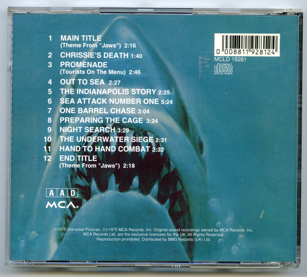 JAWS Original CD Soundtrack (back) 