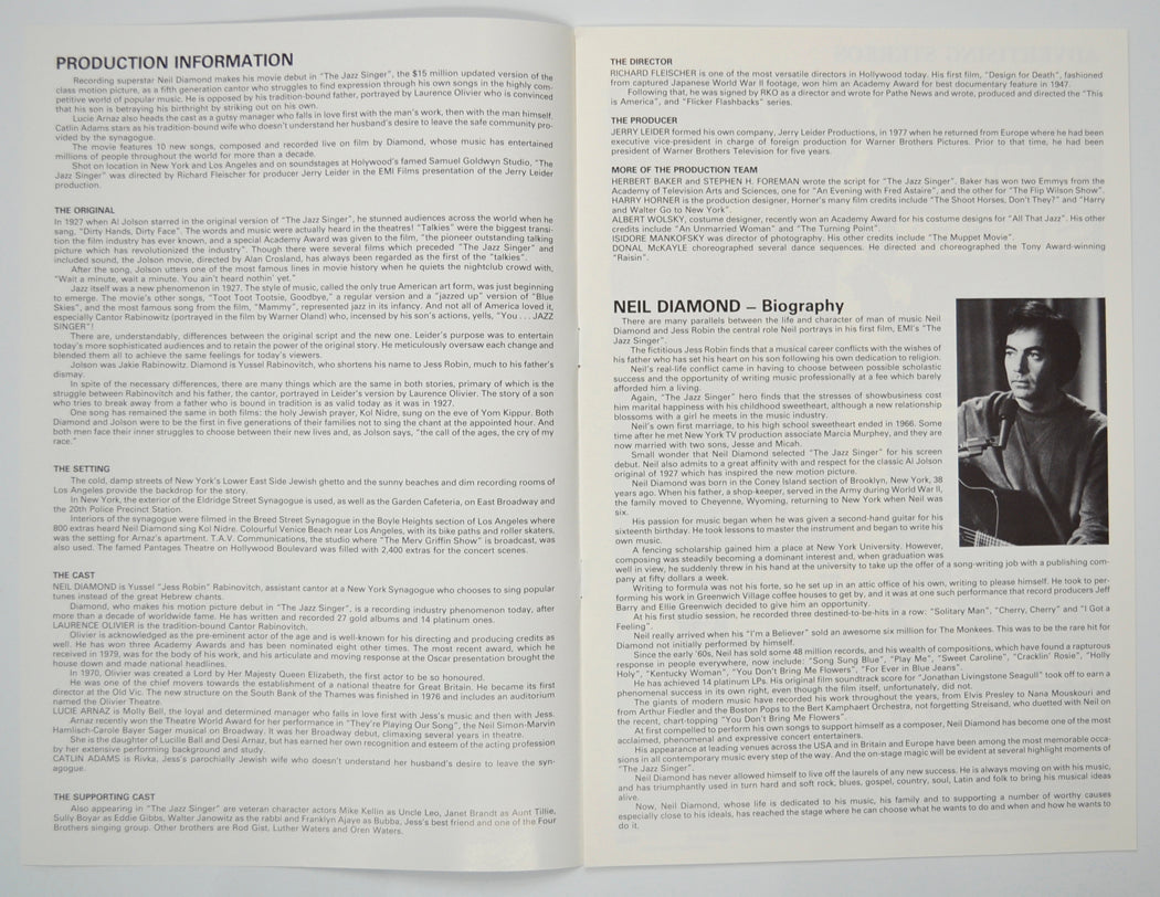 THE JAZZ SINGER Cinema Exhibitors Campaign Pressbook - INSIDE 