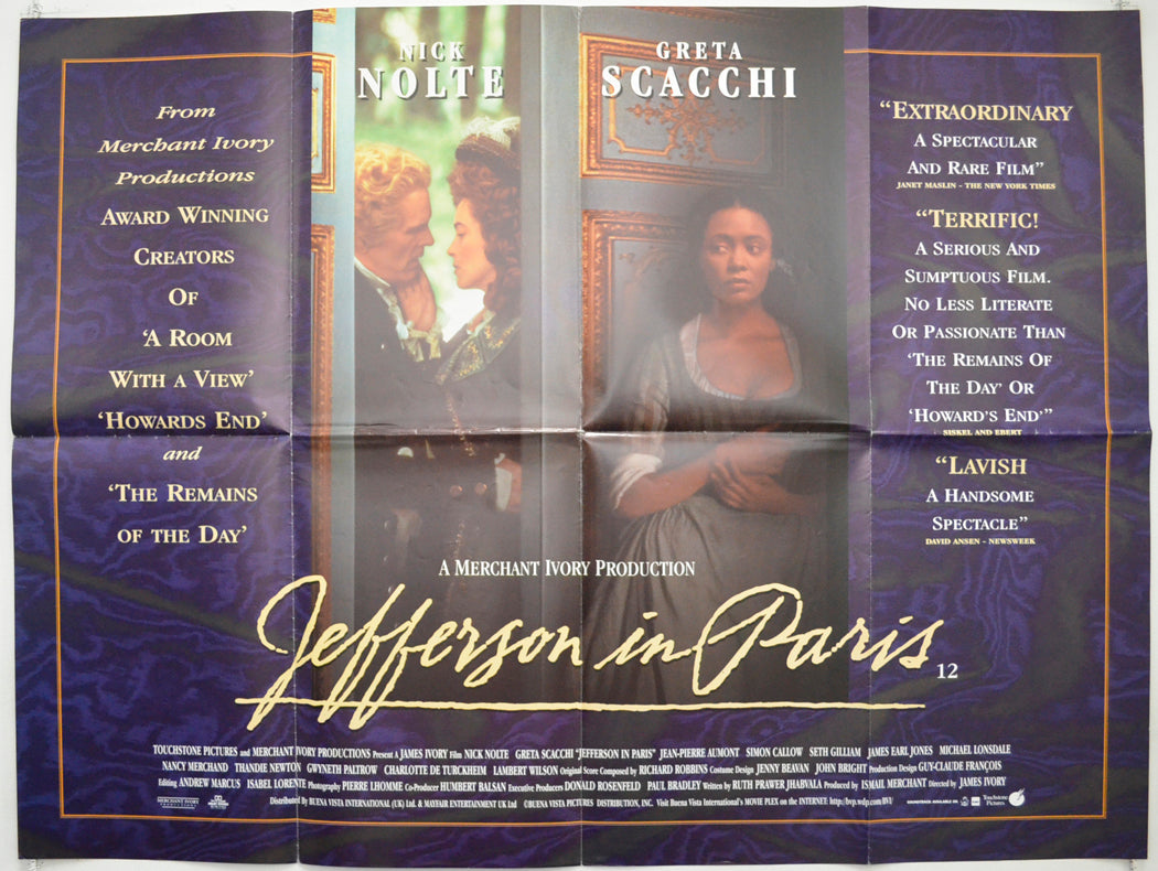 Jefferson In Paris Original Quad Poster - Film Poster - Movie Poster  