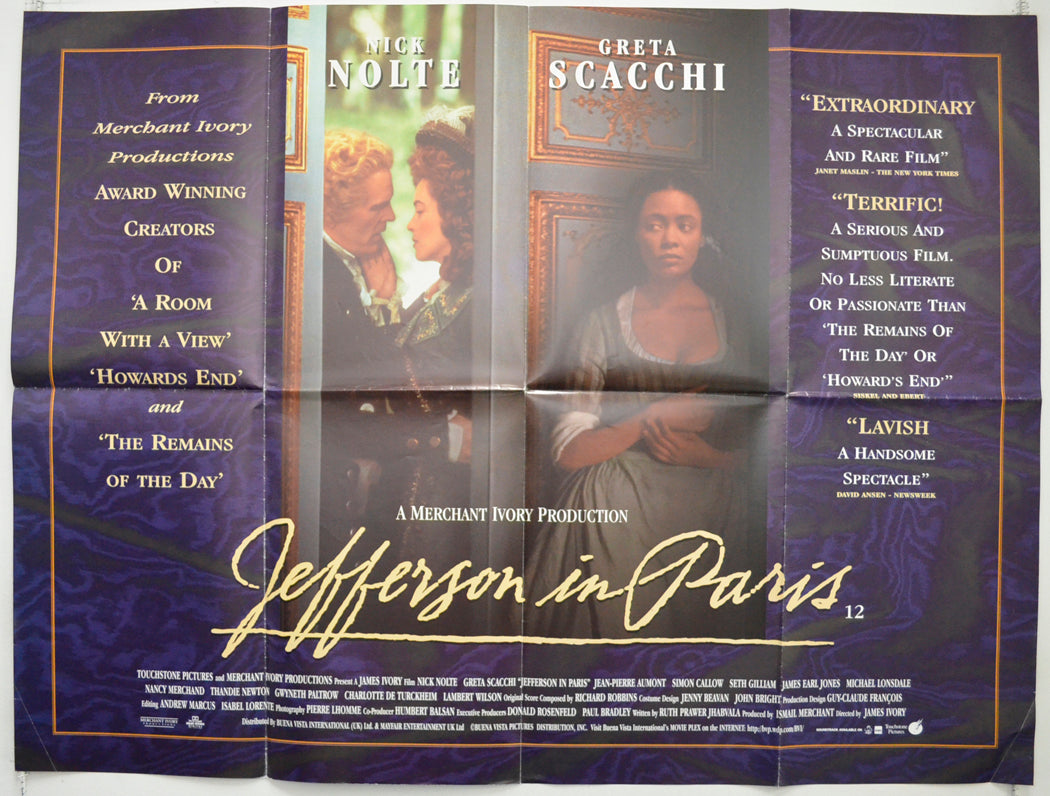 Jefferson In Paris Original Quad Poster - Film Poster - Movie Poster  