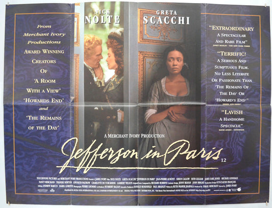 Jefferson In Paris Original Quad Poster - Film Poster - Movie Poster