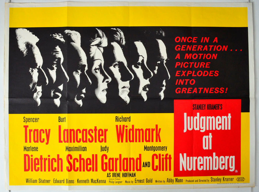 Judgment At Nuremberg Original British Quad Poster - Movie Poster