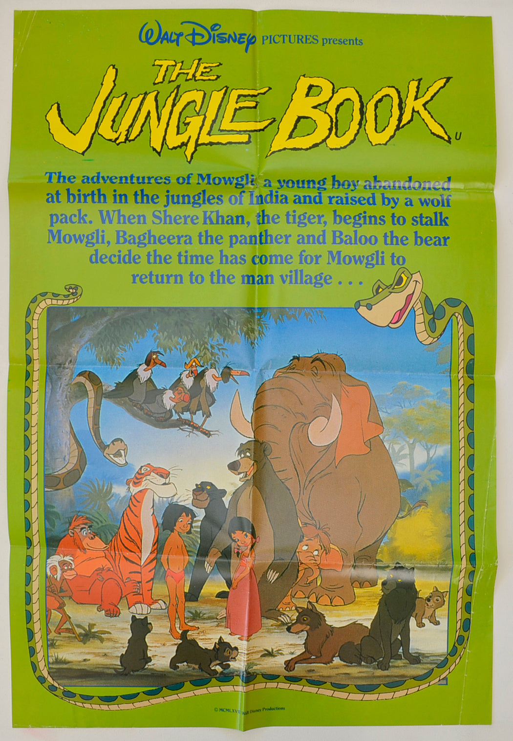 The Jungle Book  (1989 re-release poster - STYLE B)  Original Double Crown Poster - Film Poster - Movie Poster 