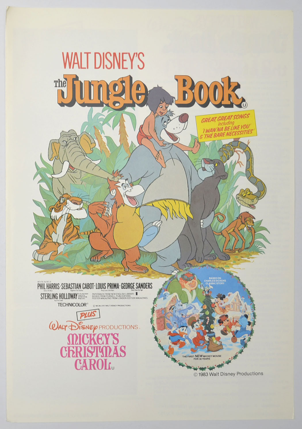 The Jungle Book / Mickey’s Christmas Carol Original Cinema Exhibitors Synopsis / Credits Booklet (UK)