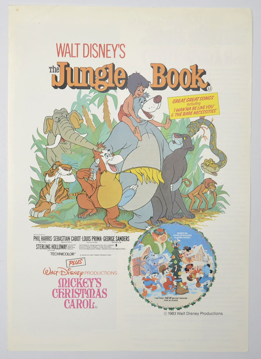 The Jungle Book / Mickey’s Christmas Carol Original Cinema Exhibitors Synopsis / Credits Booklet (UK)