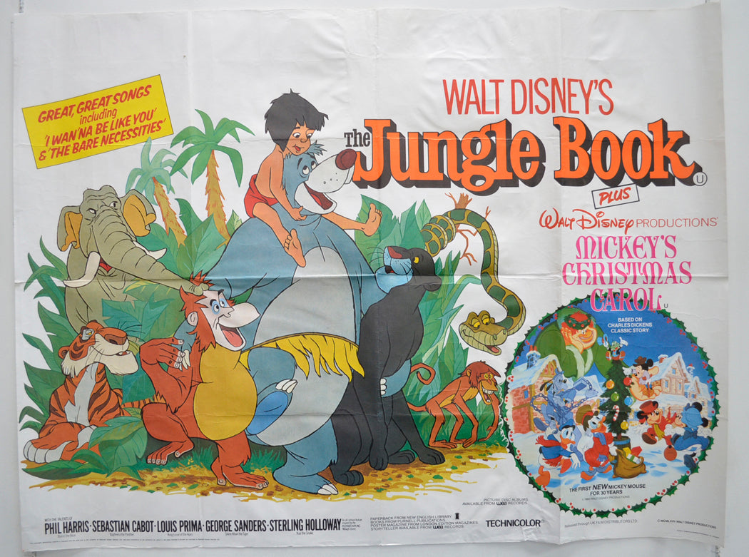 The Jungle Book / Mickey's Christmas Carol  (Double Bill)   Original Quad Poster - Film Poster - Movie Poster  