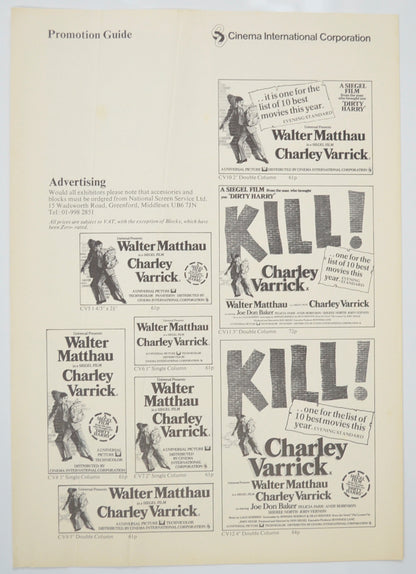 Kill Charley Varrick Original 4 Page Cinema Exhibitors Campaign Pressbook (UK)