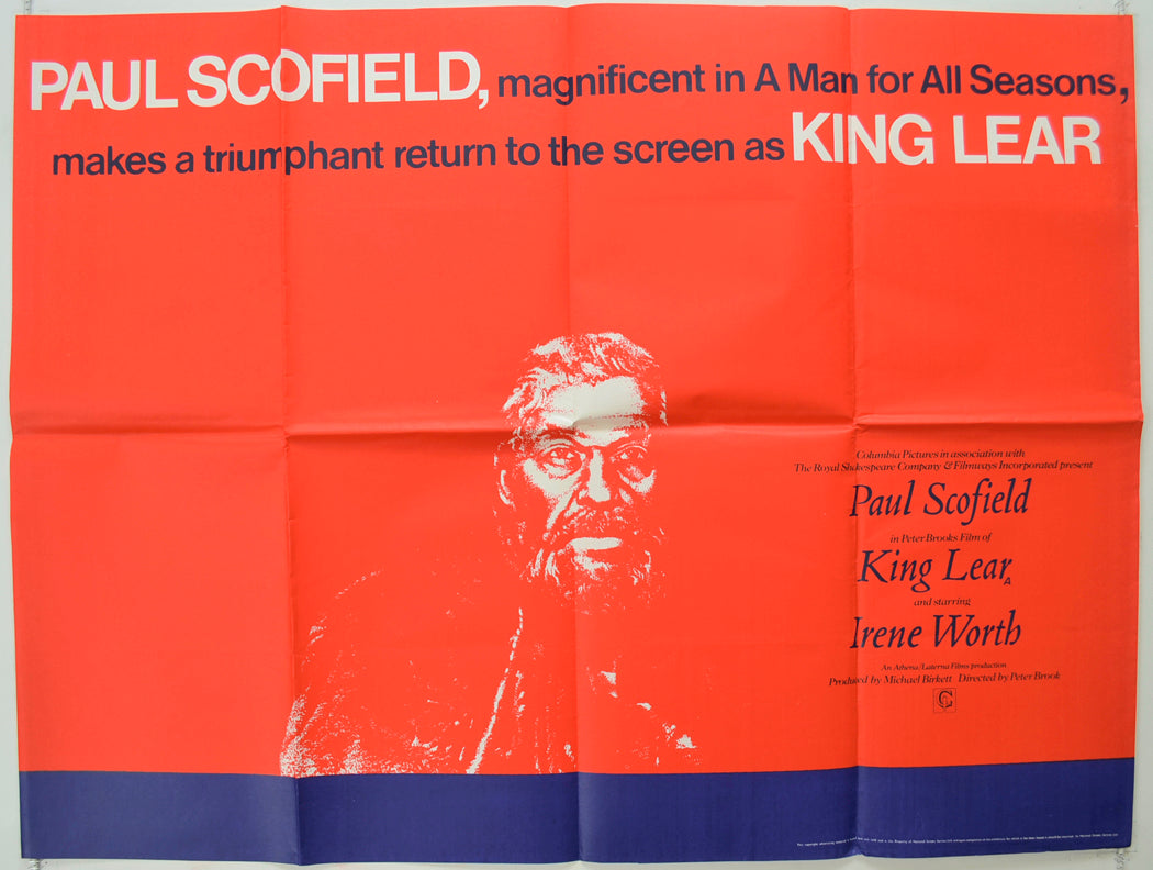 King Lear   Original Quad Poster - Film Poster - Movie Poster 