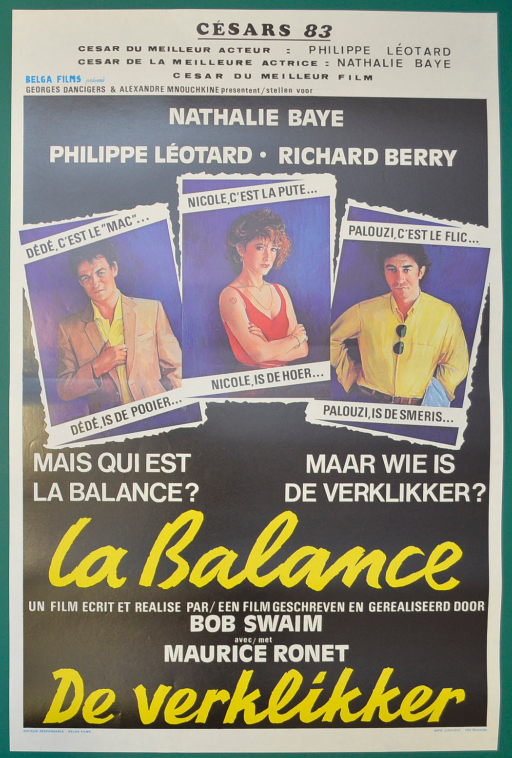 La Balance   (a.k.a. The Informer)   Original Belgian Poster - Film Poster - Movie Poster  