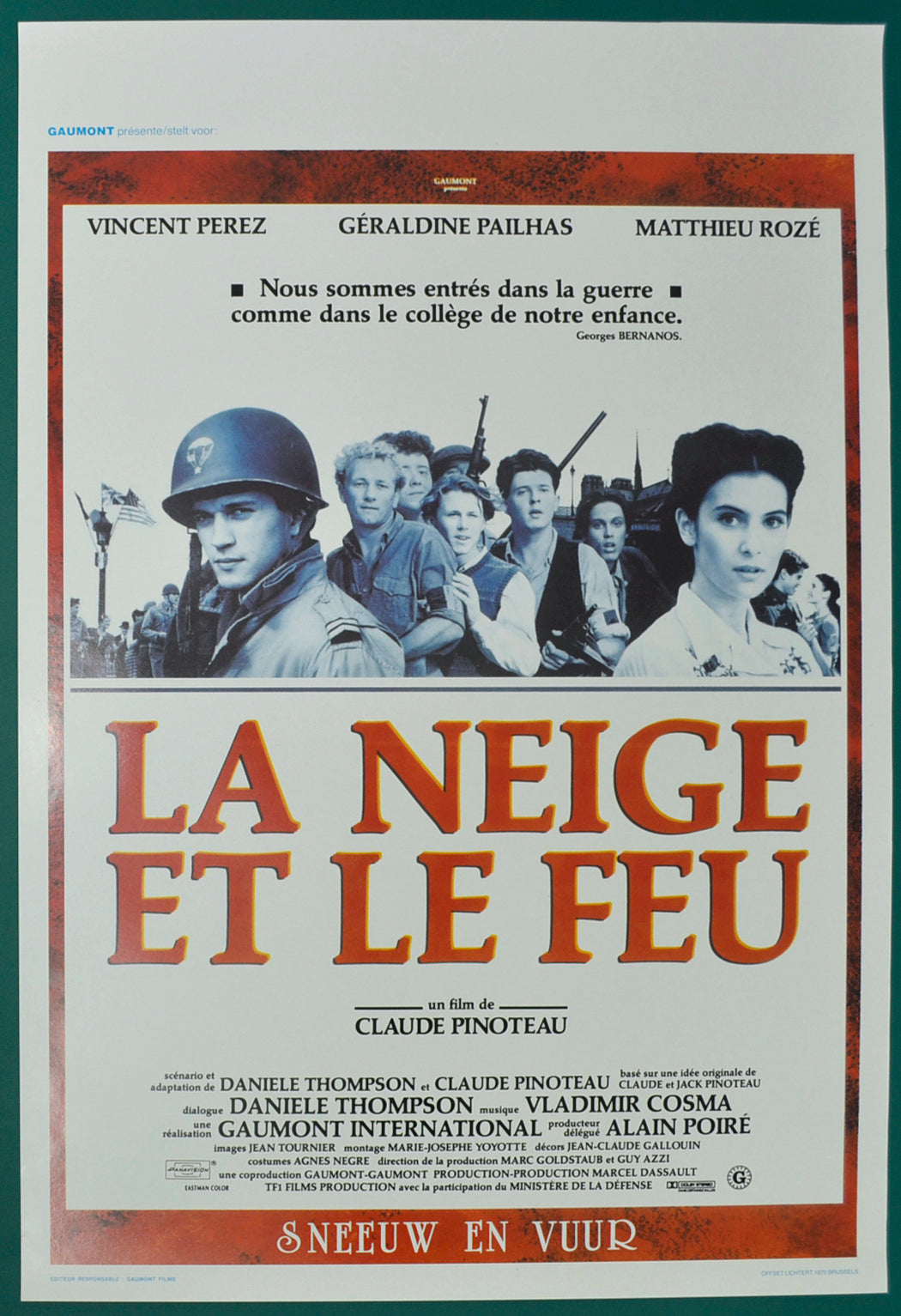 La Neige Et Le Feu  (a.k.a. Snow and Fire)   Original Belgian Poster - Film Poster - Movie Poster  