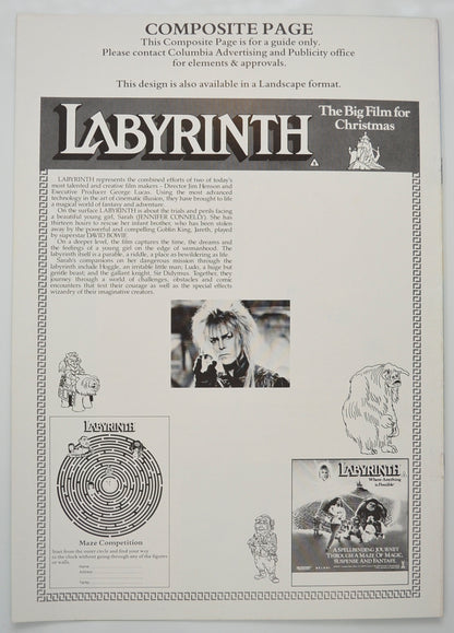 LABYRINTH Cinema Exhibitors Campaign Pressbook - BACK 