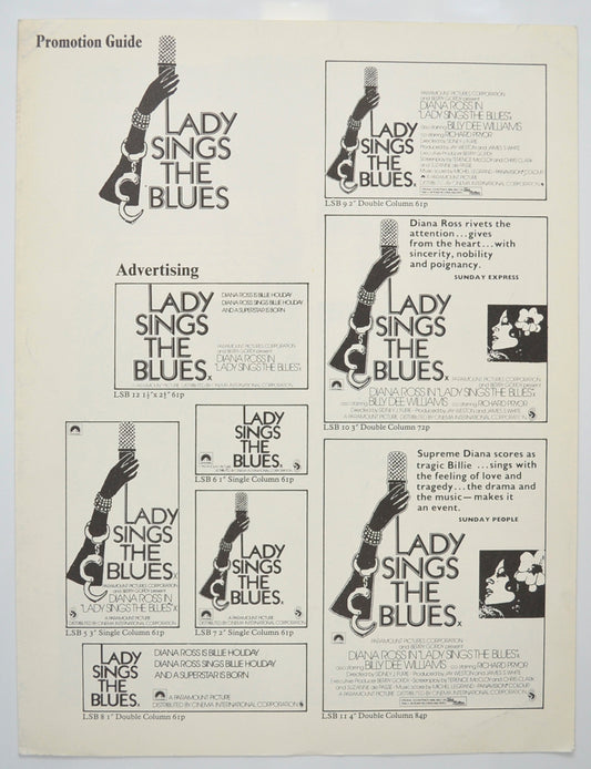 Lady Sings The Blues Original 4 Page Cinema Exhibitors Campaign Pressbook (UK)