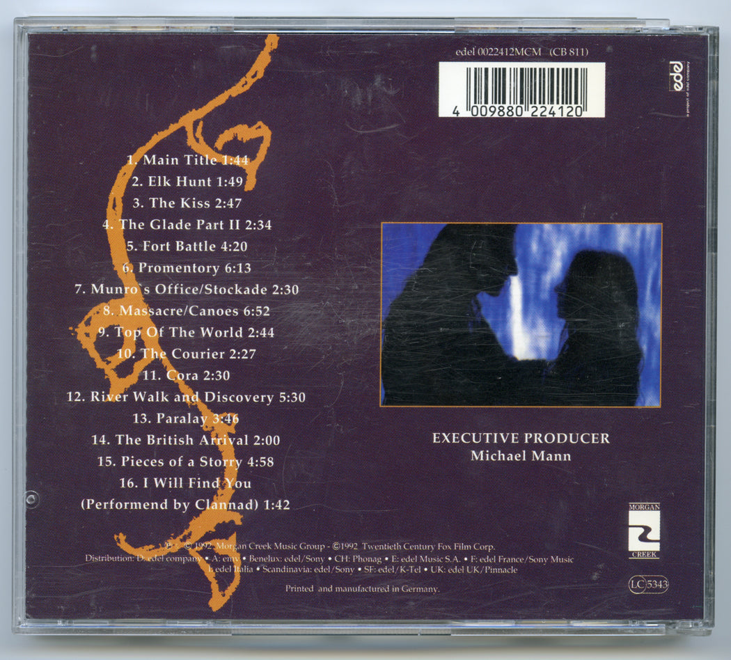 LAST OF THE MOHICANS Original CD Soundtrack (back) 