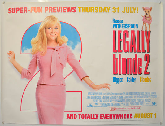 Legally Blonde 2  (Teaser / Advance Version) Original Quad Poster - Film Poster - Movie Poster  