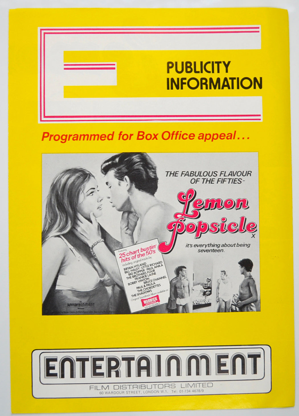 Lemon Popsicle Original 6 Page Cinema Exhibitors Campaign Pressbook (UK)