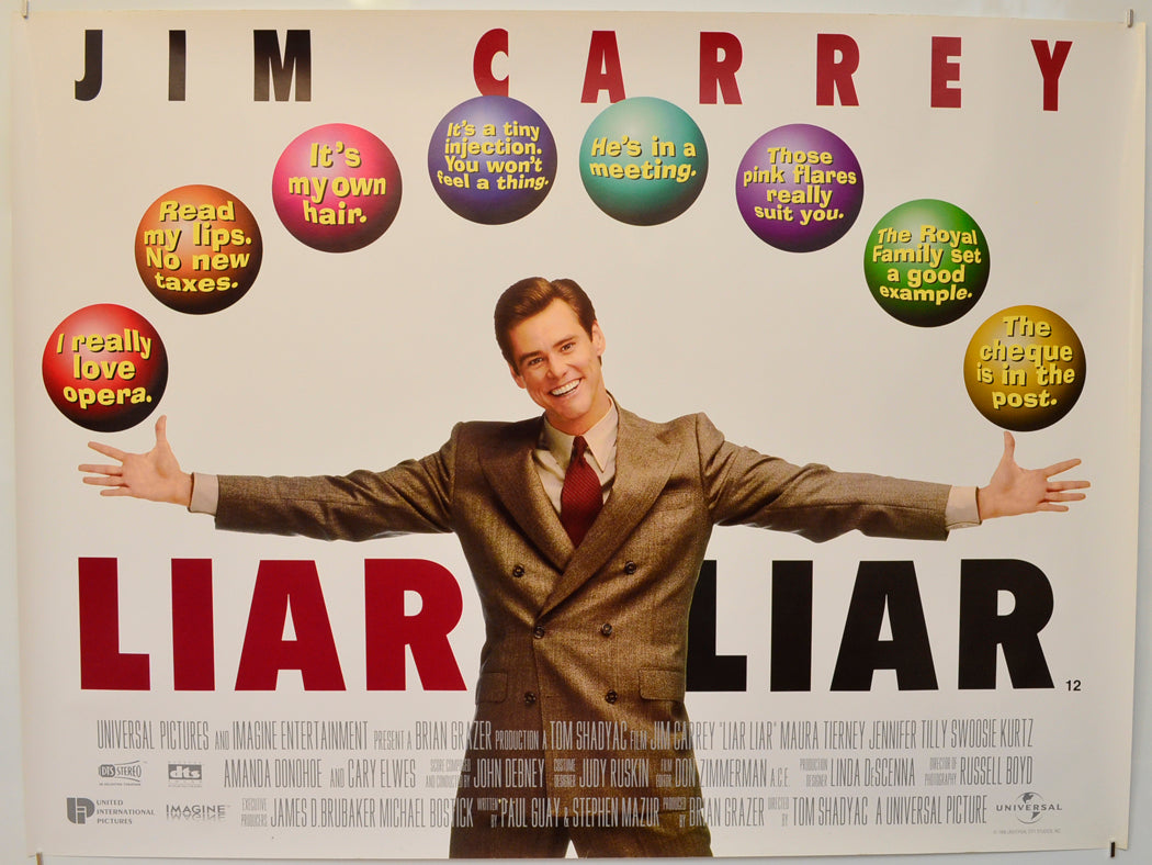 Liar Liar  (Lie Bubbles Version)   Original Quad Poster - Film Poster - Movie Poster