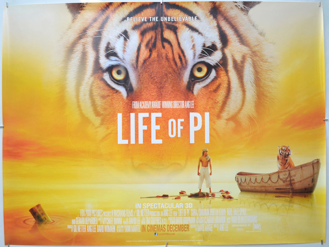 Life Of Pi - Original Quad Poster - Film Poster - Movie Poster