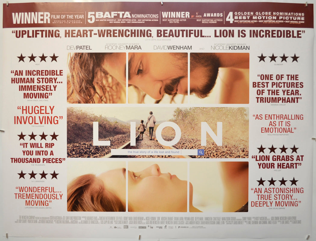 Lion (Reviews Version)  Original Quad Poster - Film Poster - Movie Poster