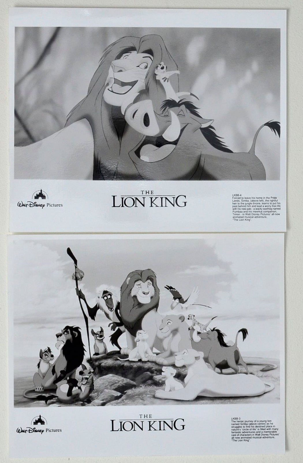 The Lion King    2 Original Cinema Front Of House (FOH) Black And White Stills – Press Stills – Movie Stills     