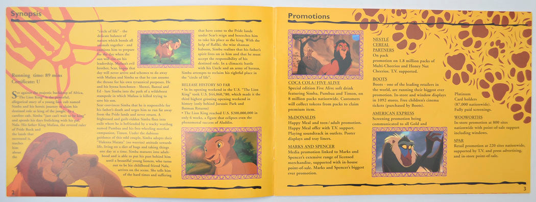 THE LION KING Cinema Exhibitors Campaign Press Book - INSIDE 