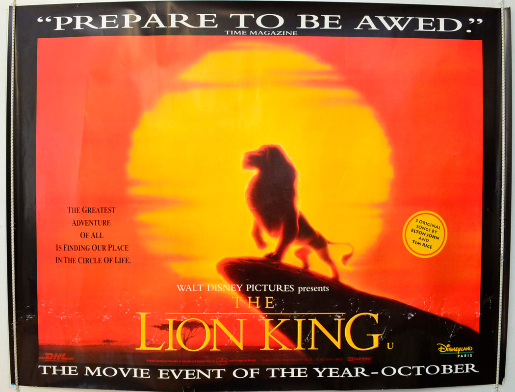 The Lion King  Original British Quad Poster - Film Poster - Movie Poster