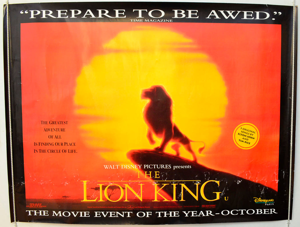 The Lion King  Original British Quad Poster - Film Poster - Movie Poster