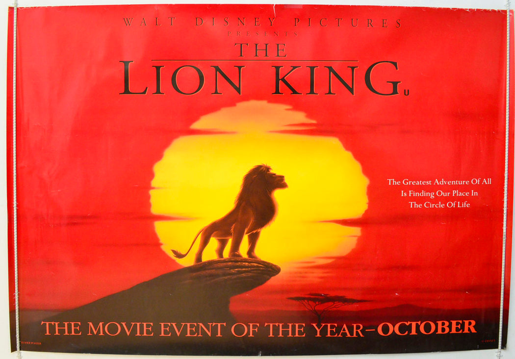 The Lion King   (Teaser / Advance Version) Original British Quad Poster - Film Poster - Movie Poster