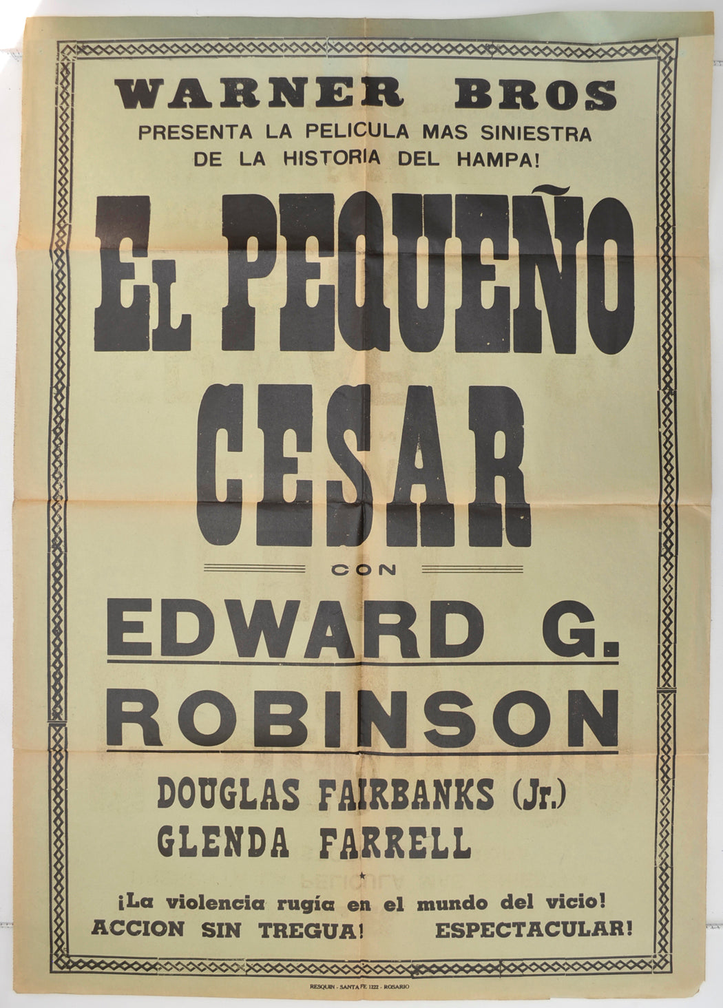 Little Caesar  (a.k.a. El pequeño César)   Original Argentina Poster - Film Poster - Movie Poster  