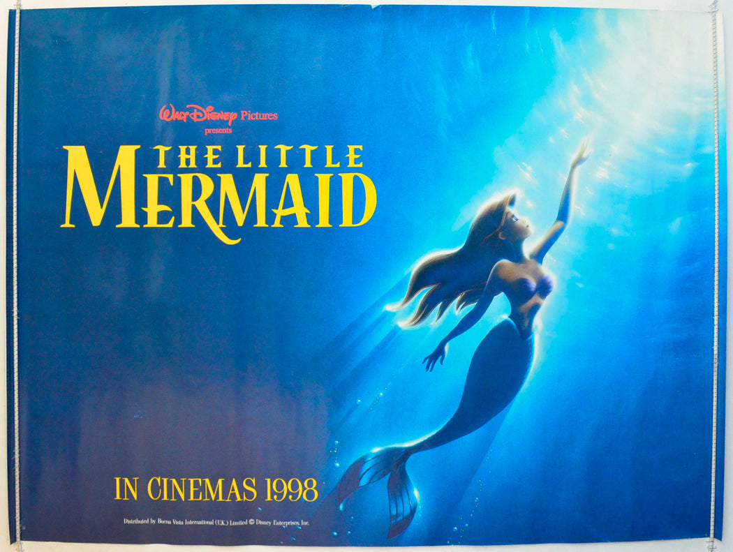 The Little Mermaid  (1998 re-release Teaser / Advance Version)   Original British Quad Poster - Film Poster - Movie Poster 