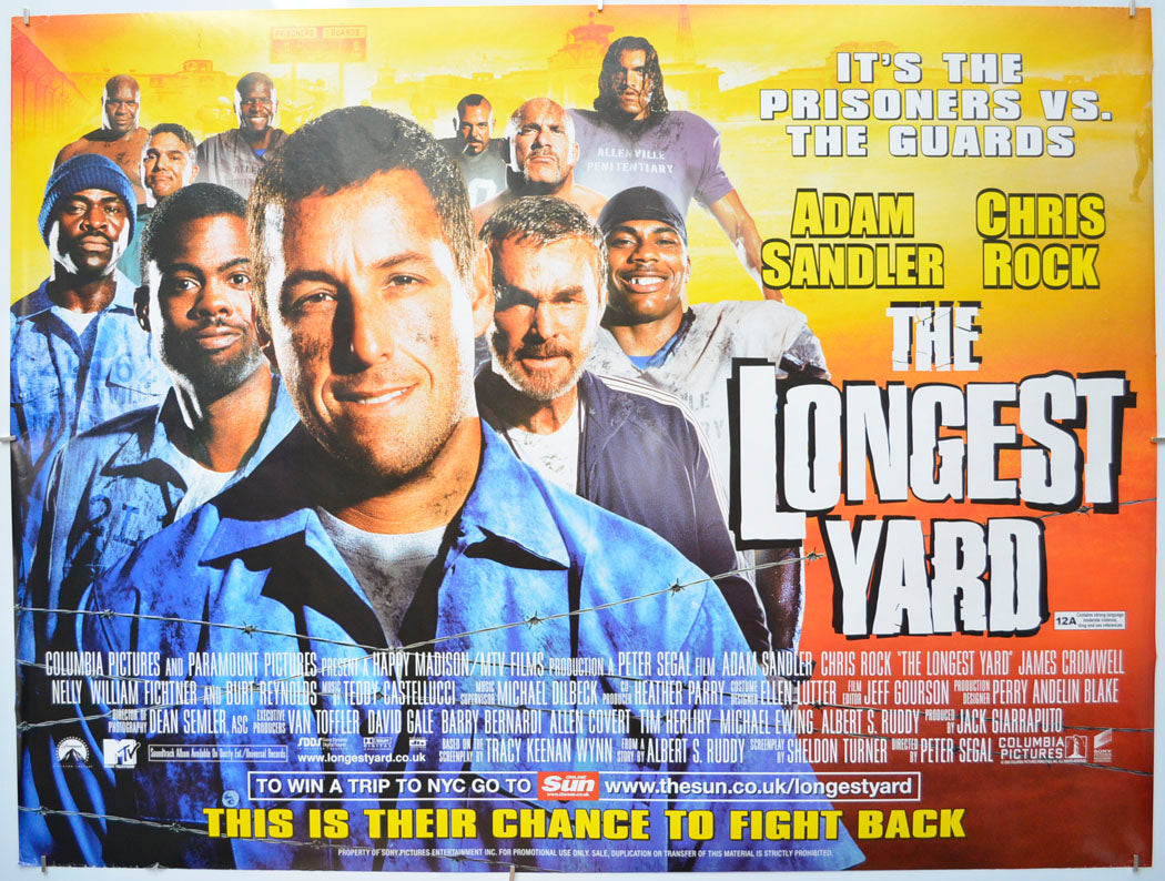 The Longest Yard  Original Quad Poster - Film Poster - Movie Poster