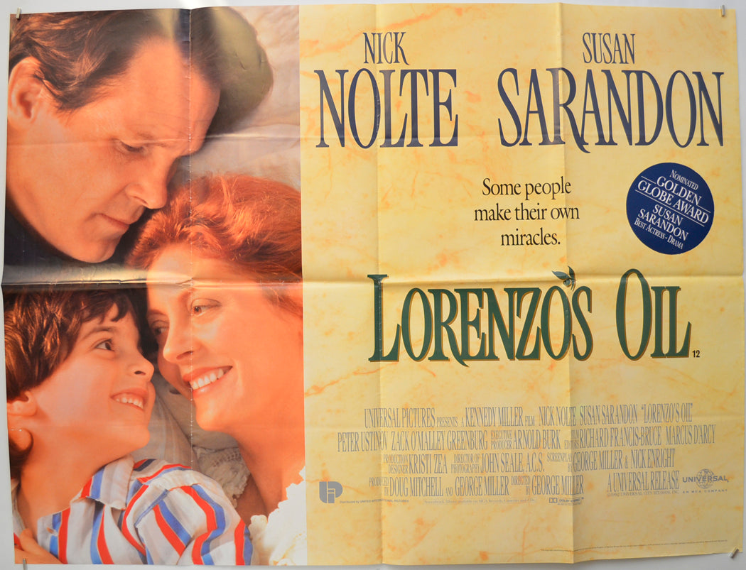 Lorenzo's Oil Original Quad Poster - Film Poster - Movie Poster