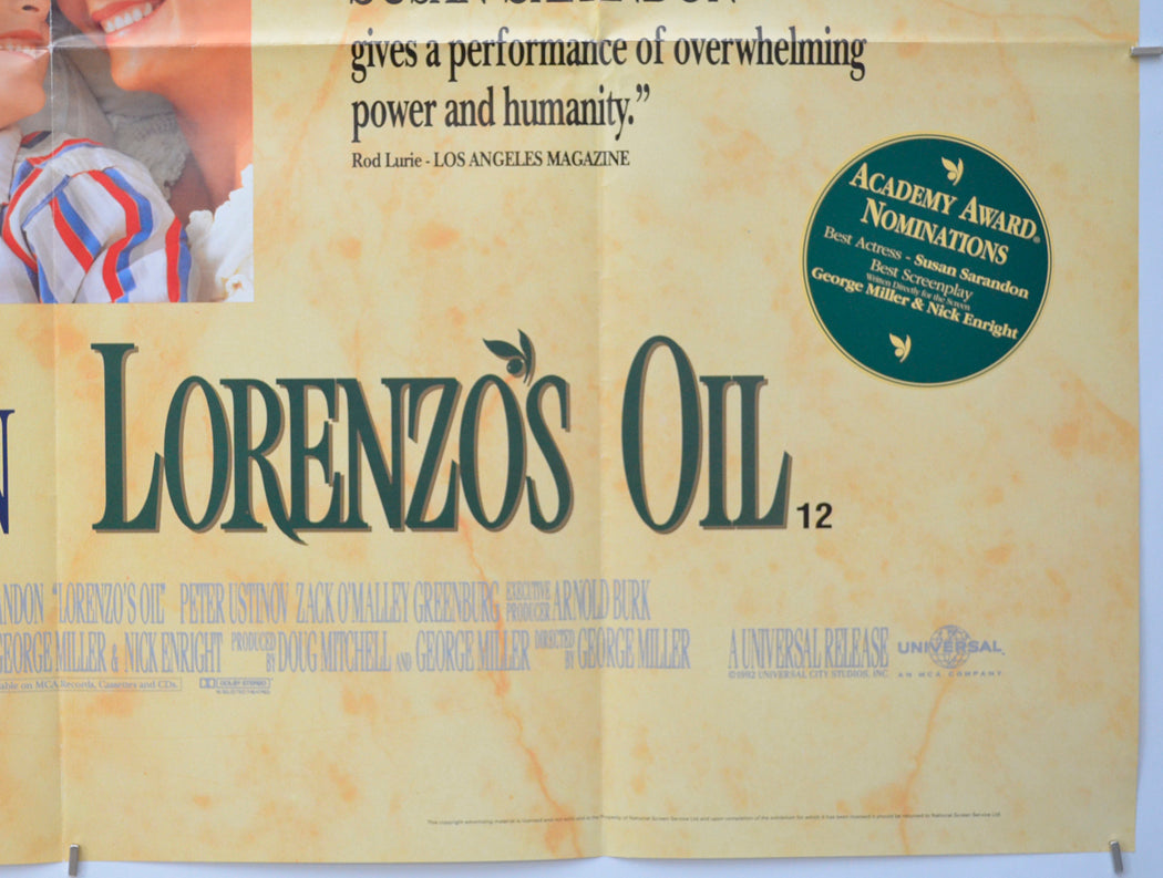 LORENZO’S OIL (Bottom Right) Cinema Quad Movie Poster 