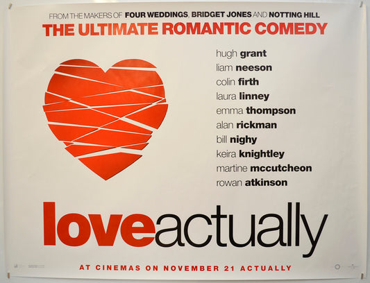 Love Actually  (Teaser / Advance Version) Original Quad Poster - Film Poster - Movie Poster  