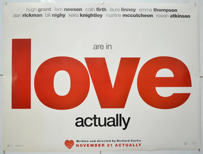 Love Actually (Teaser / Advance Version 2) Original Quad Poster - Film Poster - Movie Poster